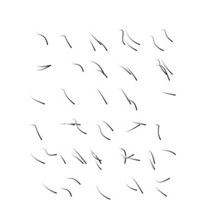 A sparse array of snaky grey squiggles.