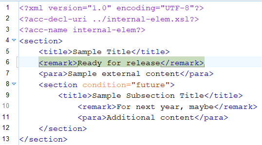 XML source document with first remark element highlighted as context
                        node