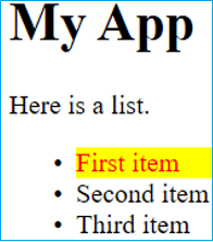 Sample app with first item highlighted in bulleted list