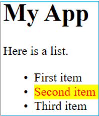 Sample app with second item highlighted in bulleted list