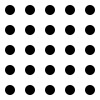 A regular array of dots of uniform size.