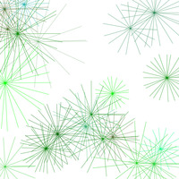 With the normal distribution the canvas appears crowded with starbursts of mostly the same size.